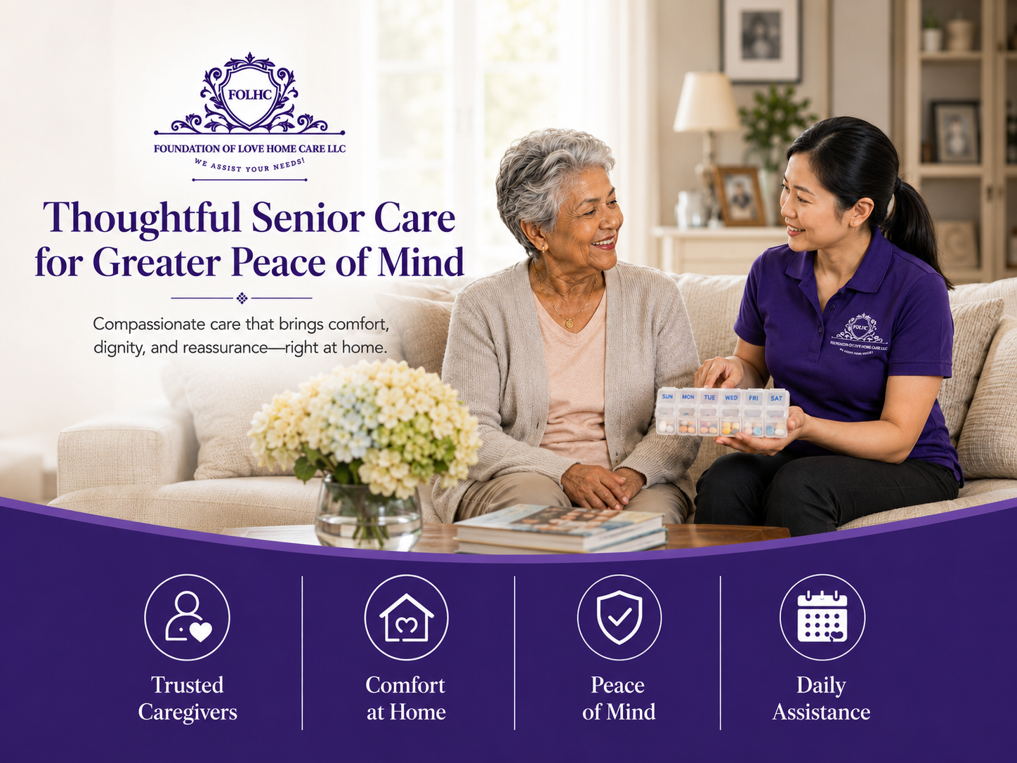 Thoughtful senior care for greater peace of mind โ Foundation of Love Home Care